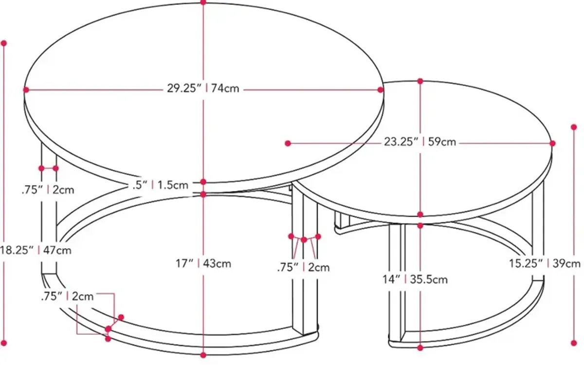 Fort Worth White Marble Nesting Coffee Table