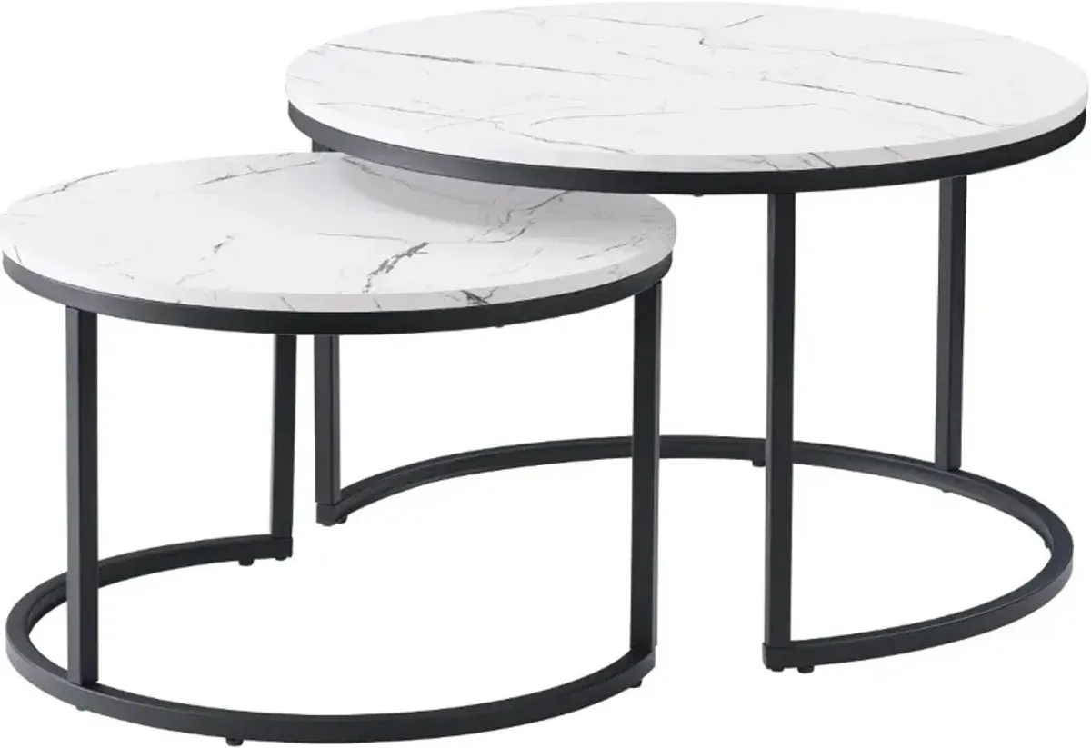 Fort Worth White Marble Nesting Coffee Table