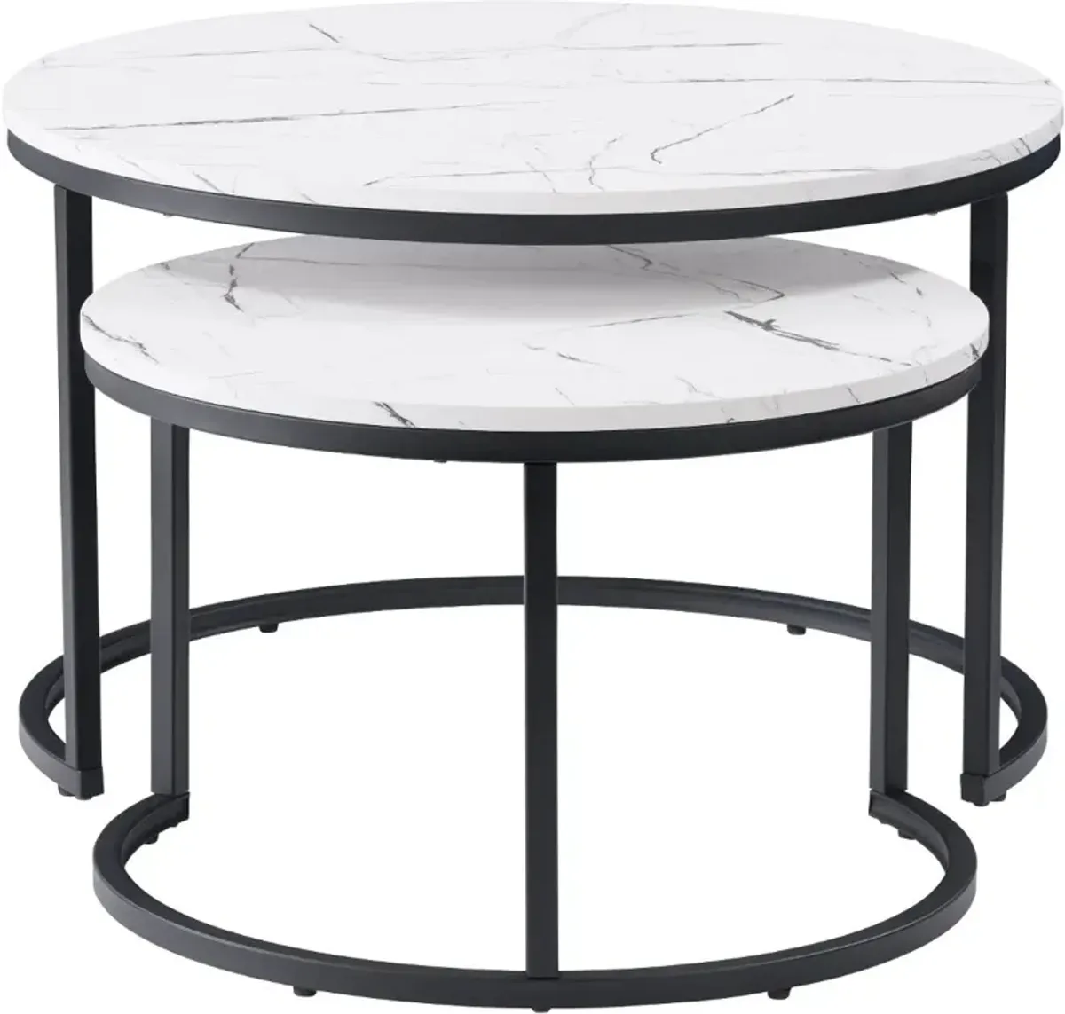 Fort Worth White Marble Nesting Coffee Table