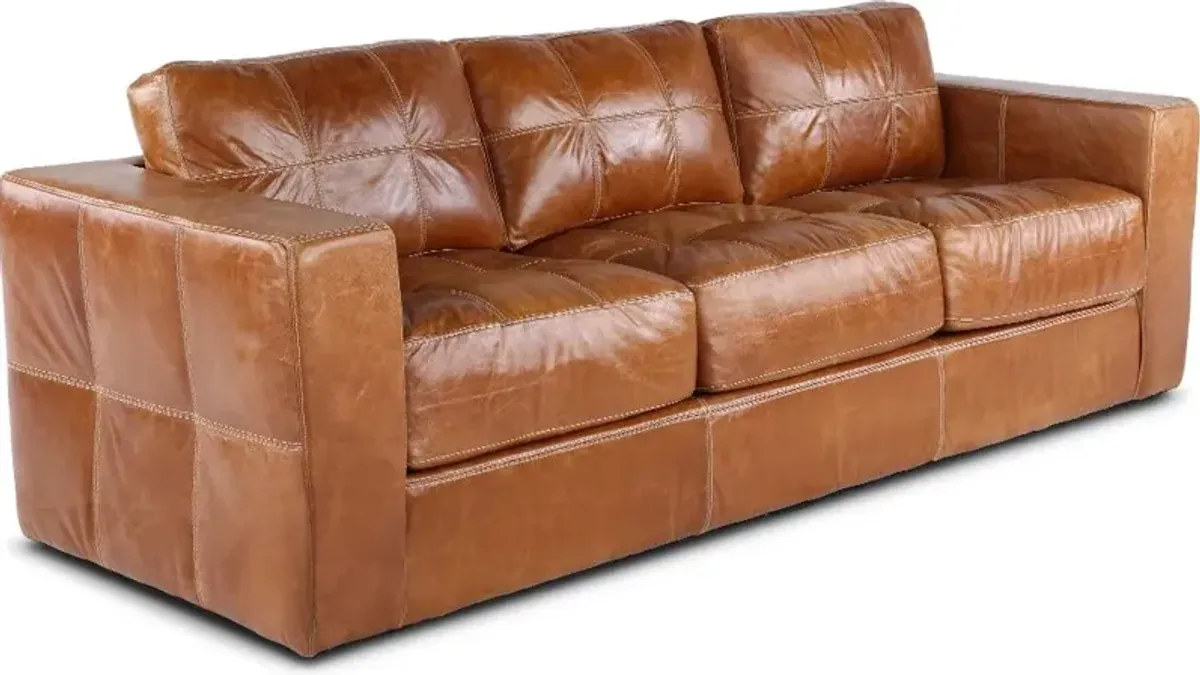 Sunset Light Brown Leather Sofa