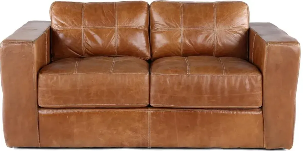 Sunset Light Brown Leather Loveseat