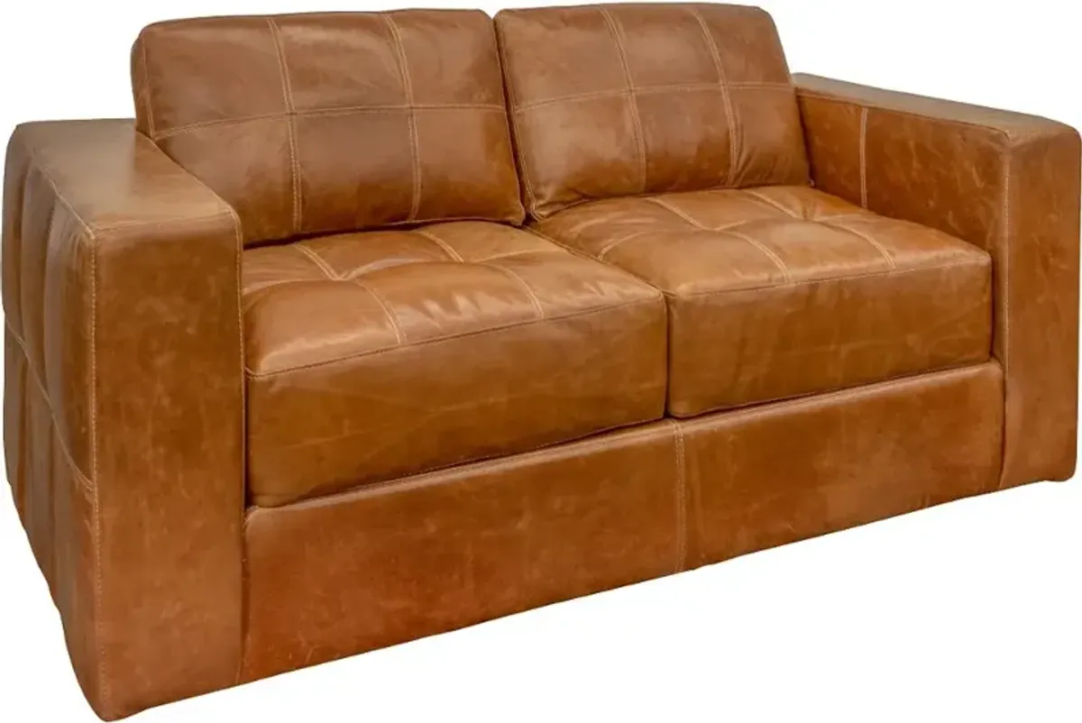 Sunset Light Brown Leather Loveseat