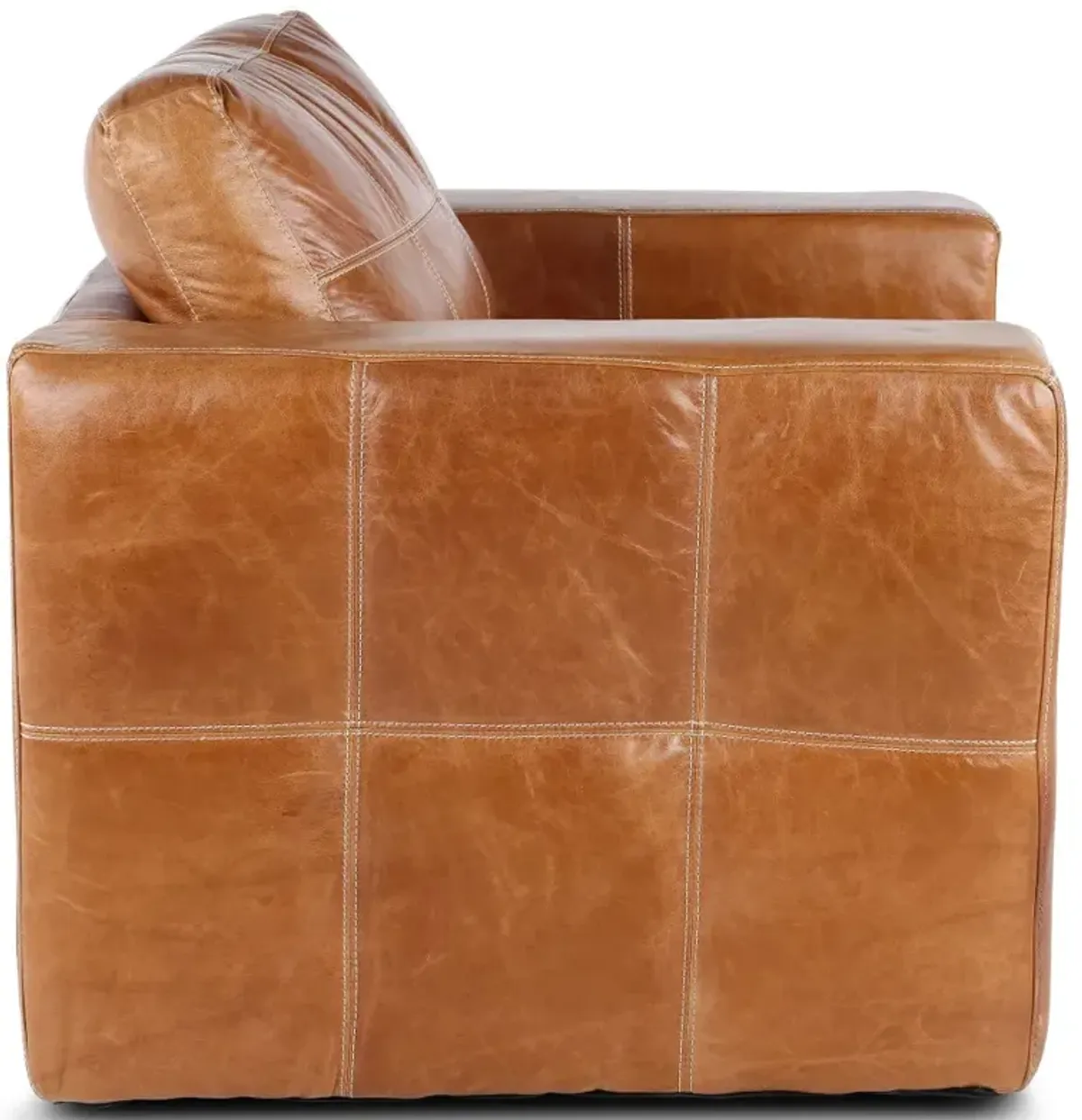 Sunset Light Brown Leather Swivel Chair