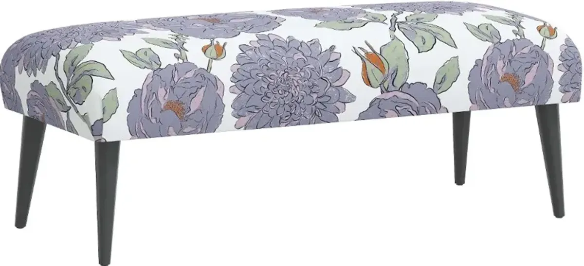 Bridget Periwinkle Floral Bench - Skyline Furniture