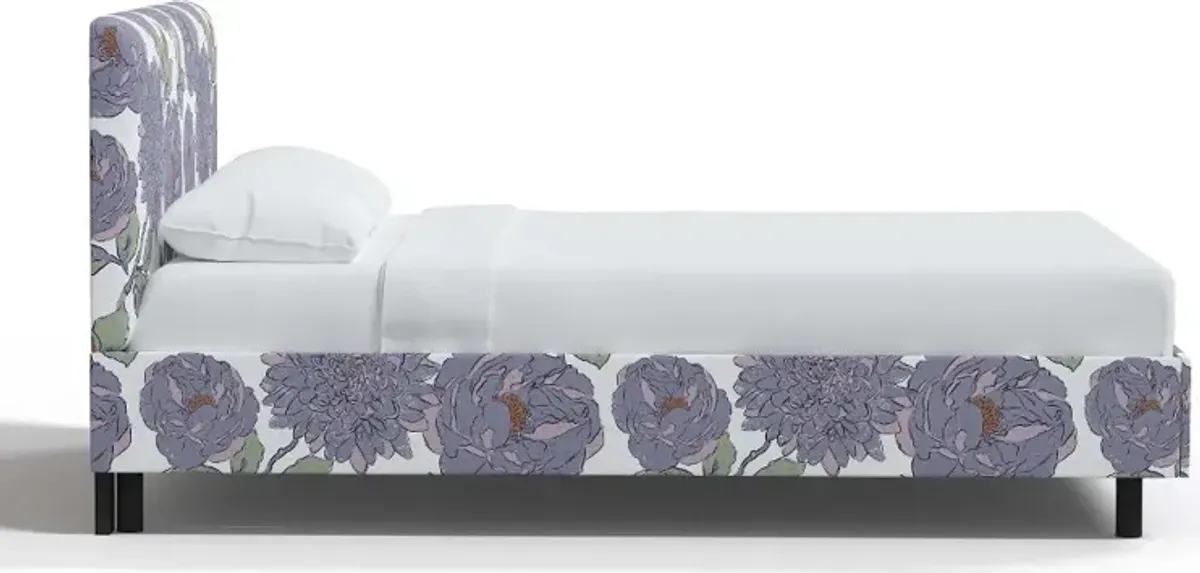 Brianna Periwinkle Floral Twin Platform Bed - Skyline Furniture