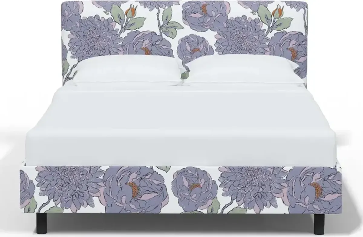 Brianna Periwinkle Floral Full Platform Bed - Skyline Furniture