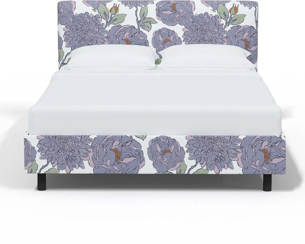 Brianna Periwinkle Floral Queen Platform Bed - Skyline Furniture