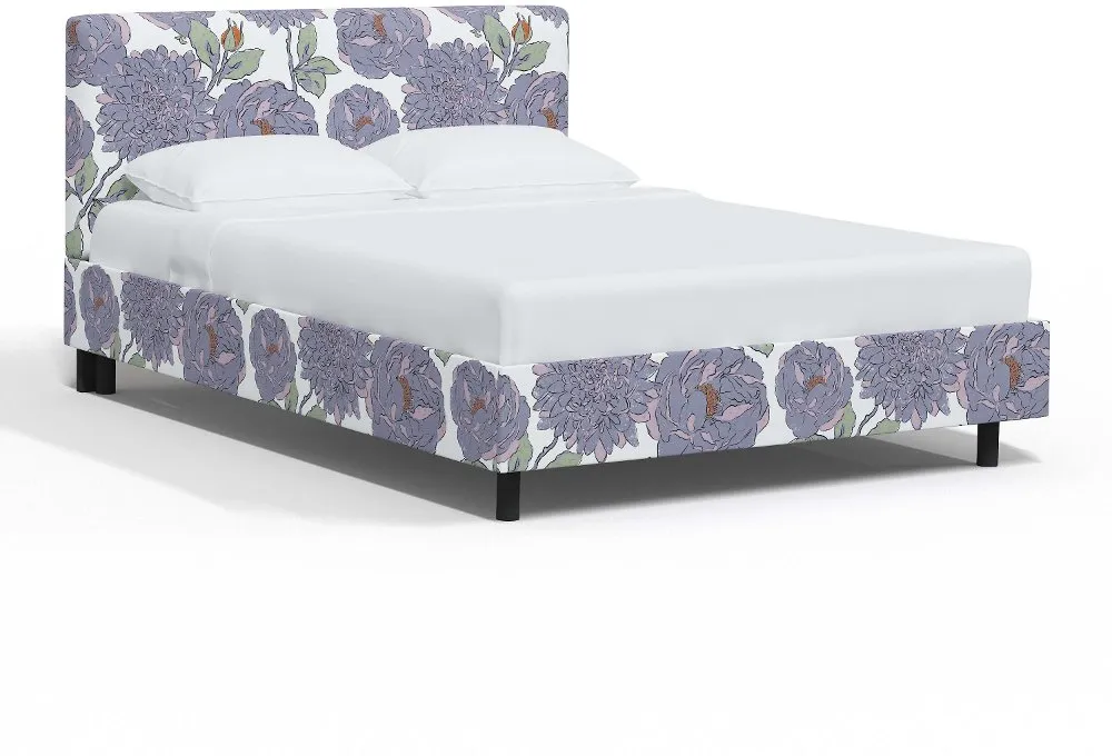 Brianna Periwinkle Floral Queen Platform Bed - Skyline Furniture