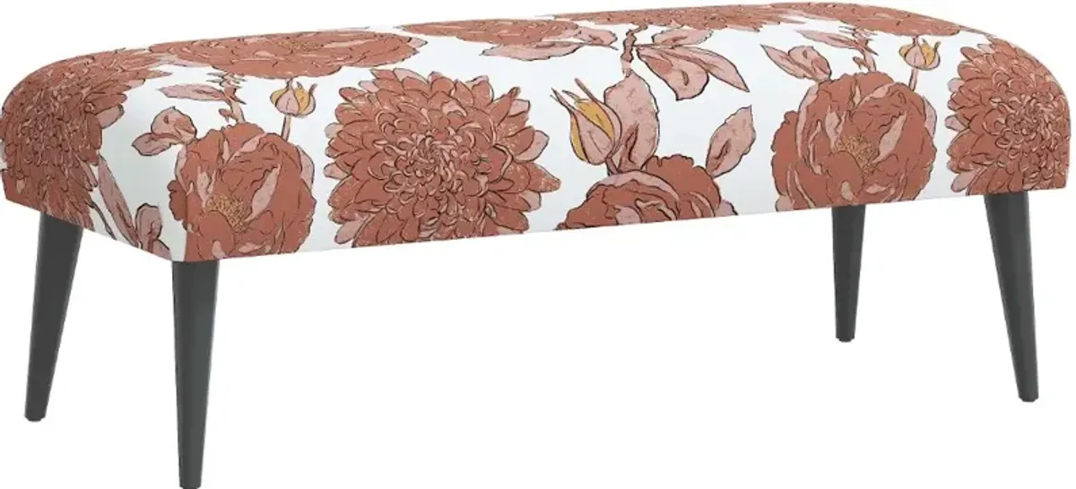 Bridget Pink Floral Bench - Skyline Furniture