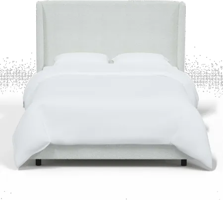 Sasha Boucl Ivory Curved Wingback Full Bed - Skyline Furniture
