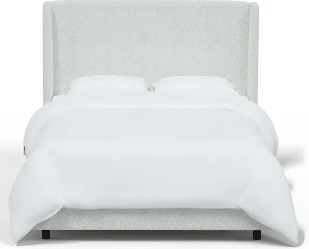 Sasha Boucl Ivory Square Wingback Queen Bed - Skyline Furniture