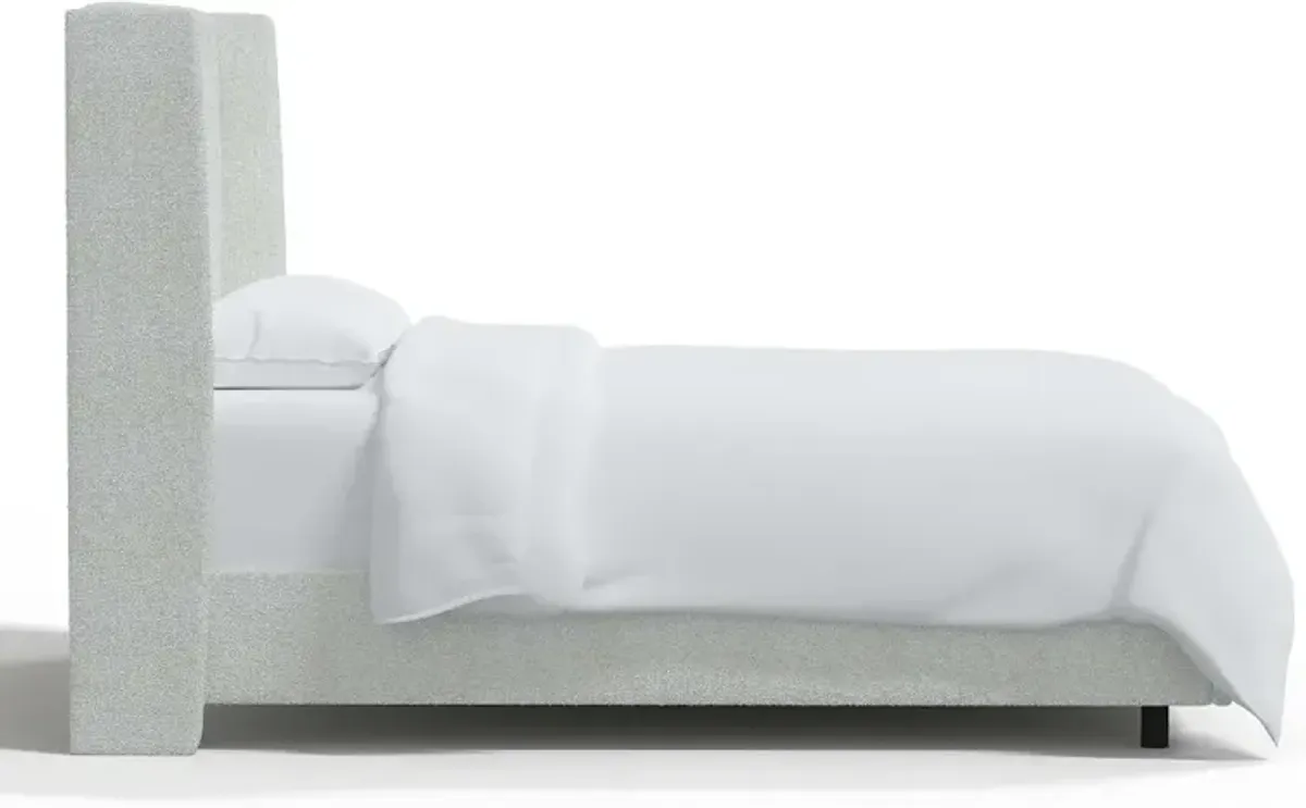 Sasha Boucl Ivory Square Wingback Queen Bed - Skyline Furniture