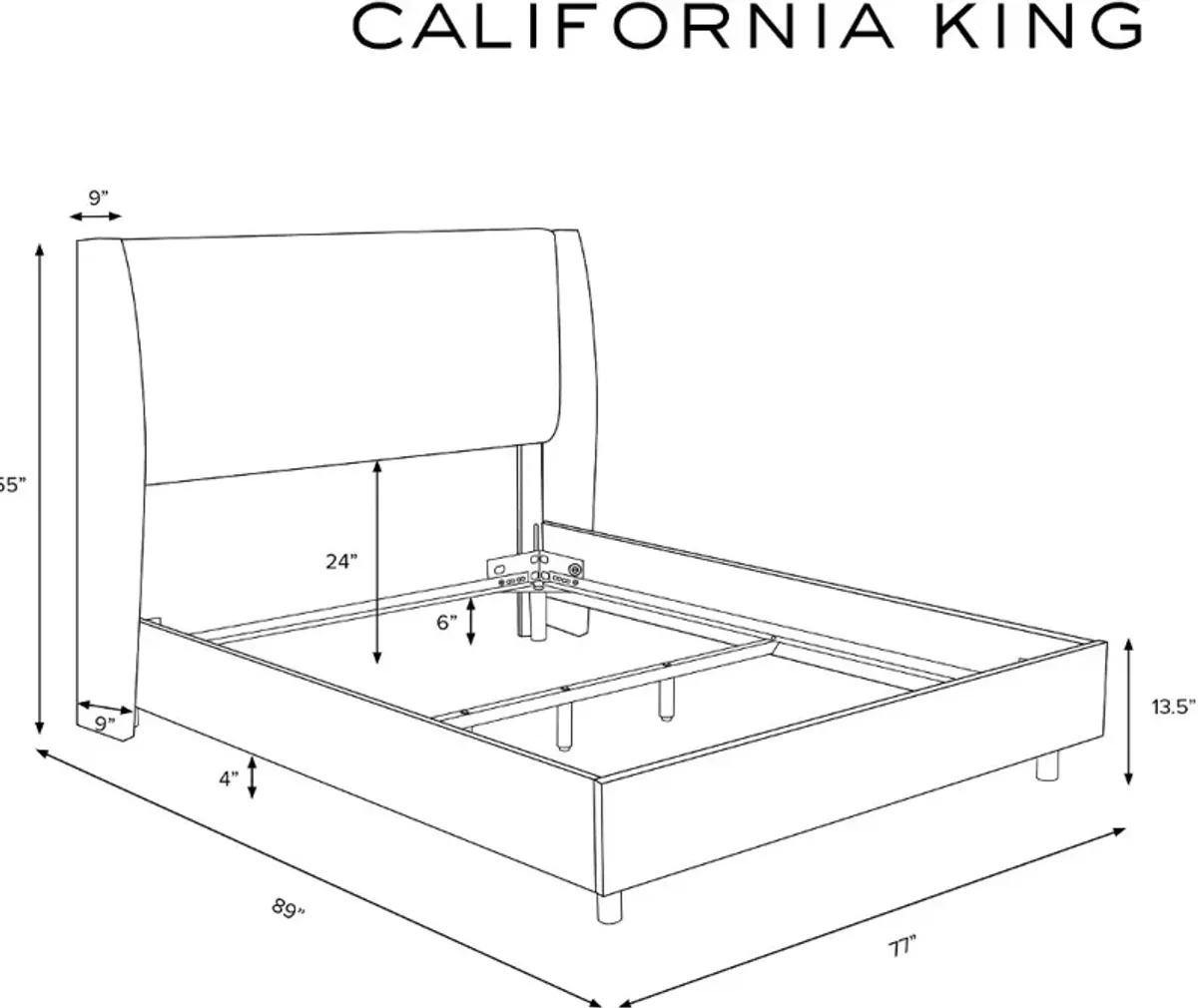 Sasha Boucl Ivory Curved Wingback California King Bed - Skyline...