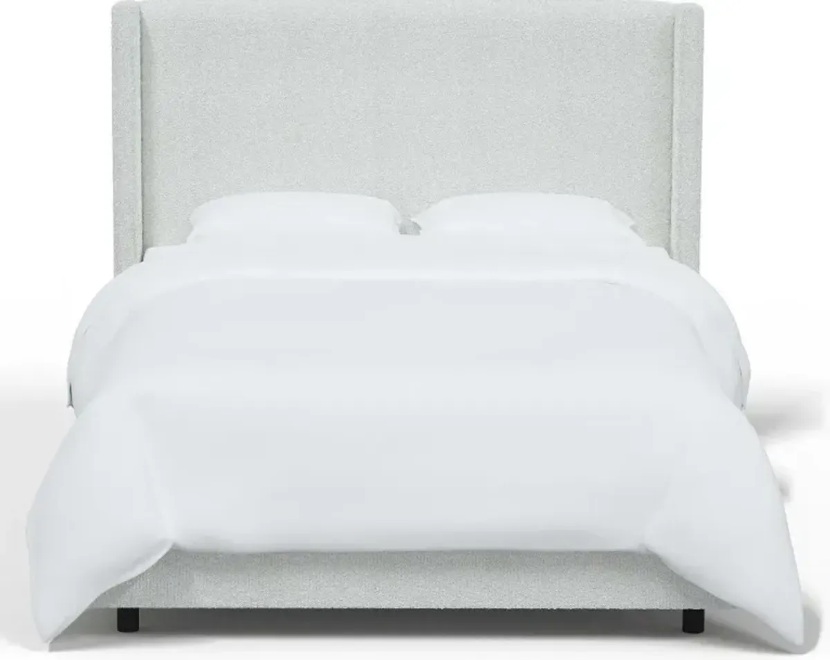 Penelope Boucl Ivory Straight Wingback Queen Bed - Skyline Furniture