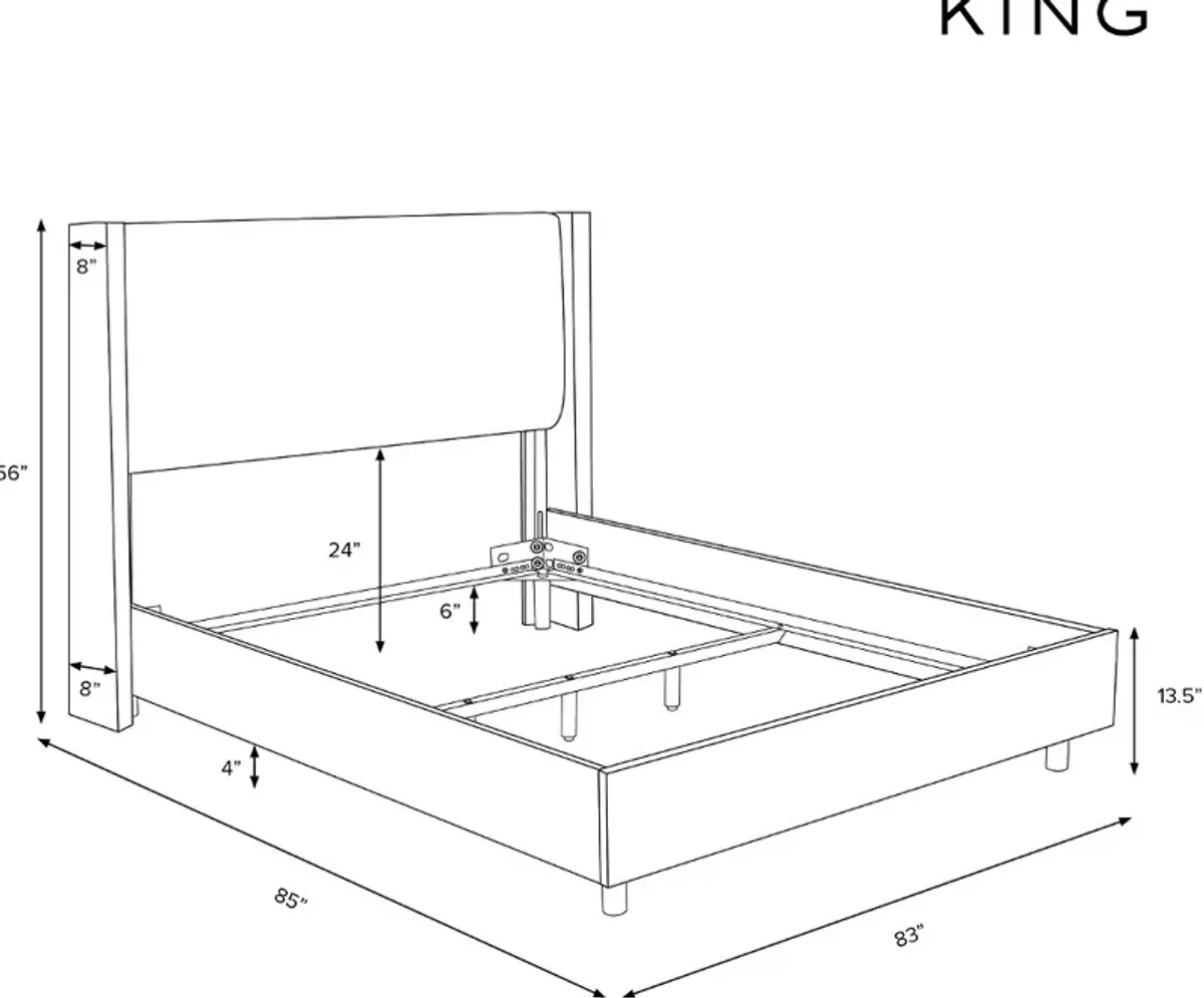 Penelope Boucl Ivory Straight Wingback King Bed - Skyline Furniture