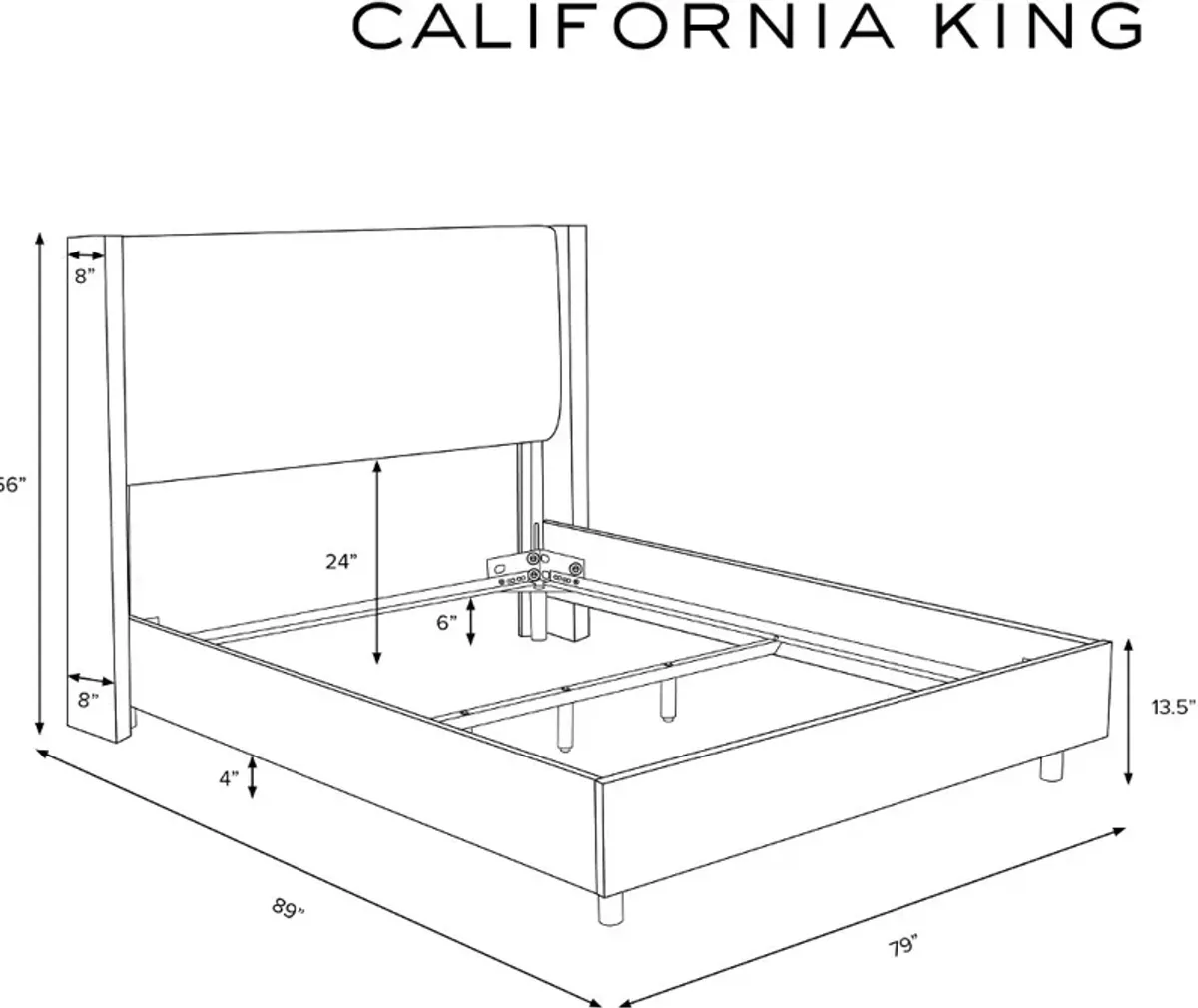 Penelope Boucl Ivory Straight Wingback California King Bed -...