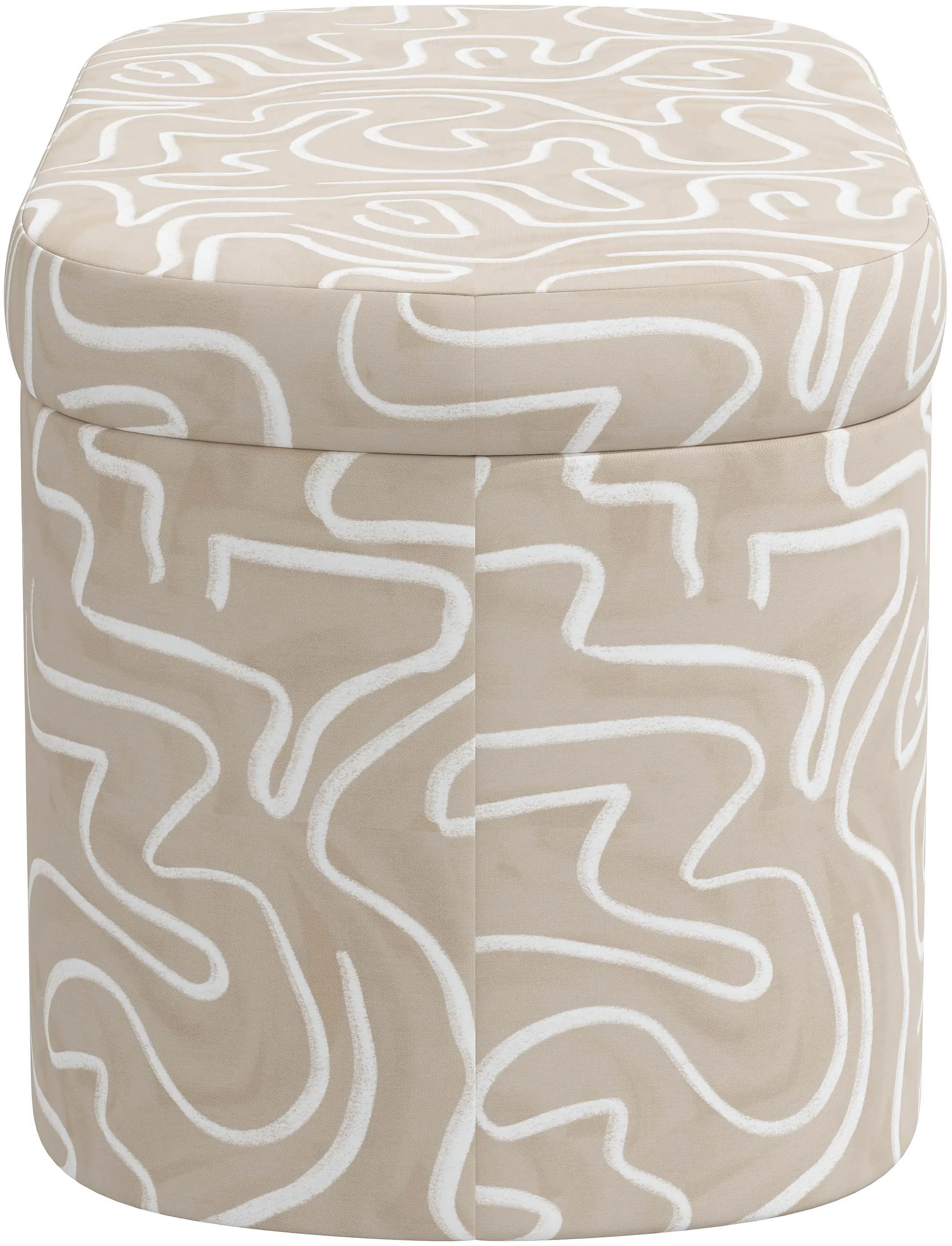 Frida Beige Abstract Print Storage Bench - Skyline Furniture