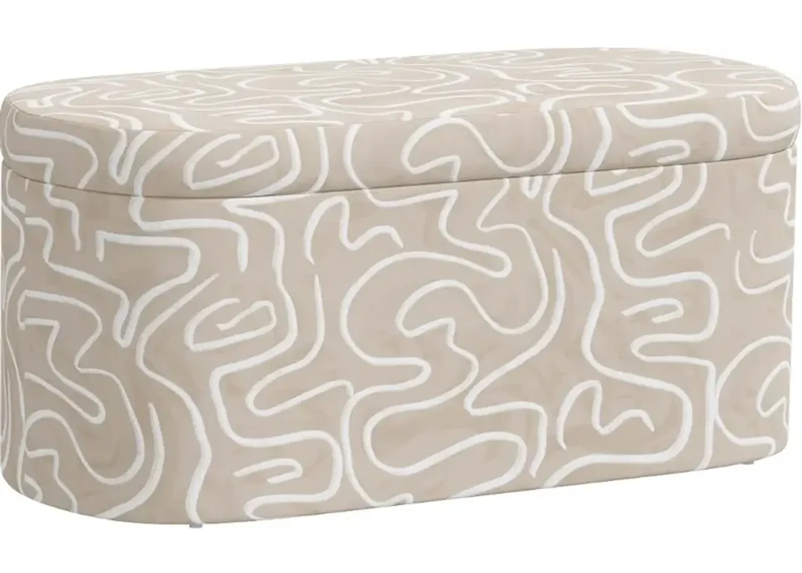 Frida Beige Abstract Print Storage Bench - Skyline Furniture