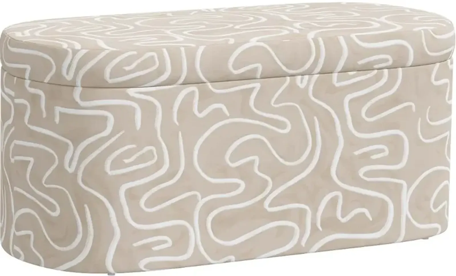 Frida Beige Abstract Print Storage Bench - Skyline Furniture