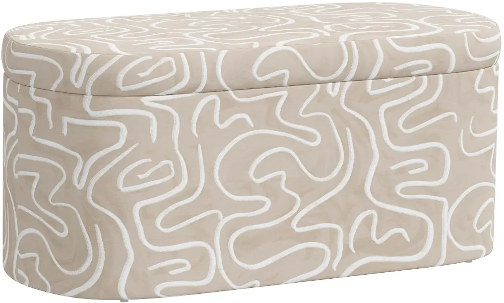 Frida Beige Abstract Print Storage Bench - Skyline Furniture