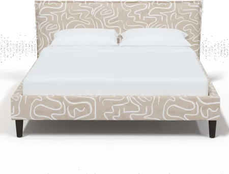 Maeve Beige Abstract Print Full Platform Bed - Skyline Furniture