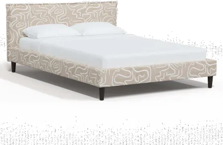 Maeve Beige Abstract Print King Platform Bed - Skyline Furniture