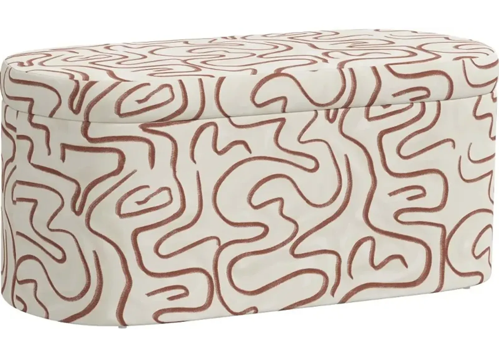 Frida Rust Abstract Print Storage Bench - Skyline Furniture