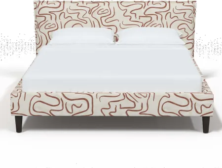 Maeve Rust Abstract Print Queen Platform Bed - Skyline Furniture