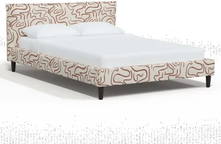 Maeve Rust Abstract Print Queen Platform Bed - Skyline Furniture