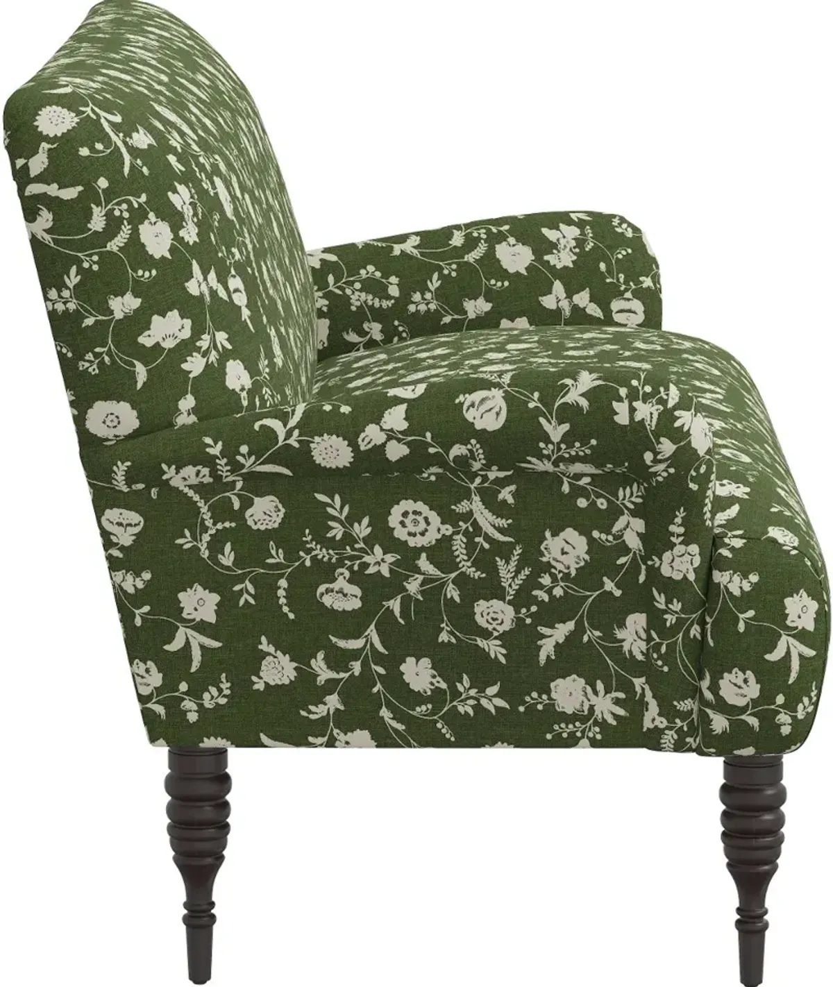 Sammie Olive Green Floral Rounded Arm Settee - Skyline Furniture