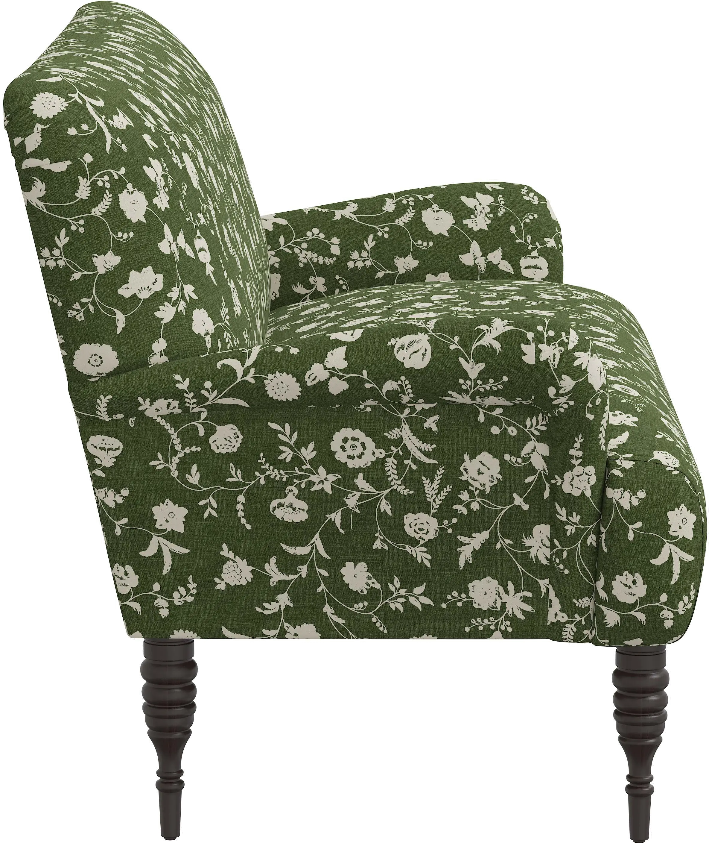 Sammie Olive Green Floral Rounded Arm Settee - Skyline Furniture