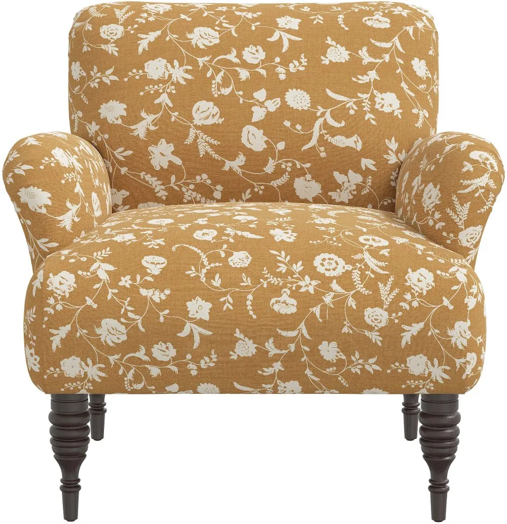 Eliza Ochre Floral Accent Chair - Skyline Furniture