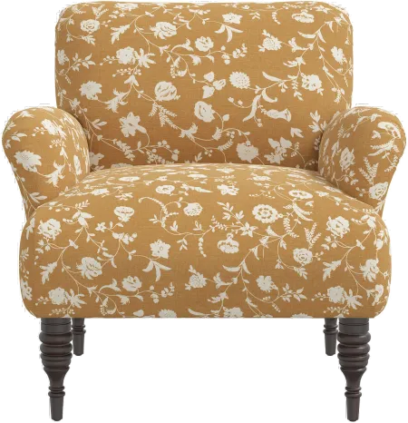 Eliza Ochre Floral Accent Chair - Skyline Furniture