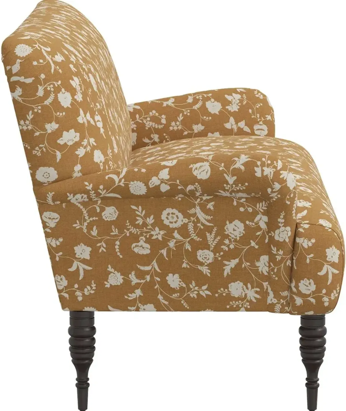 Sammie Ochre Floral Rounded Arm Settee - Skyline Furniture