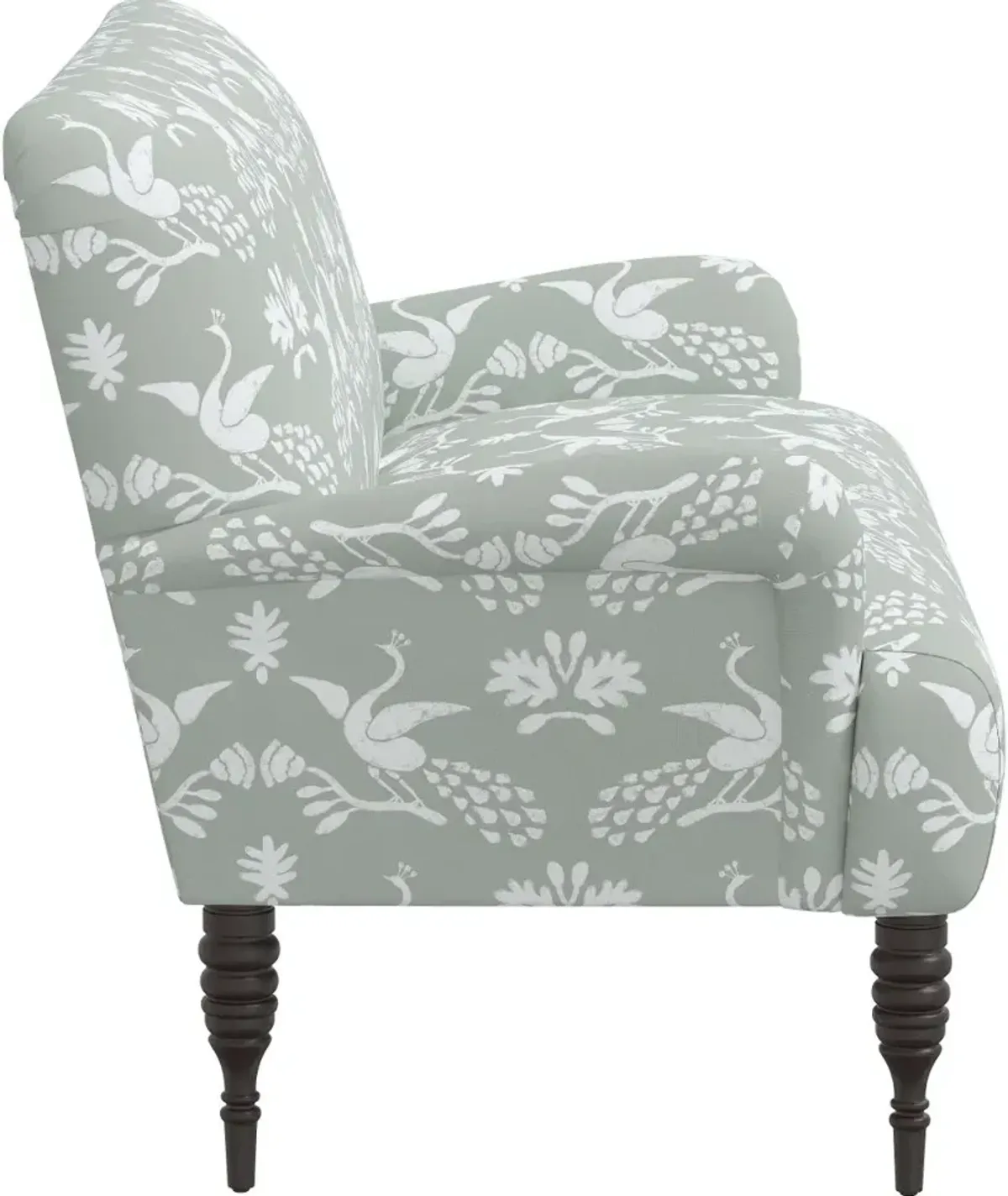 Sammie Silk Peacocks Mist Rounded Arm Settee - Skyline Furniture