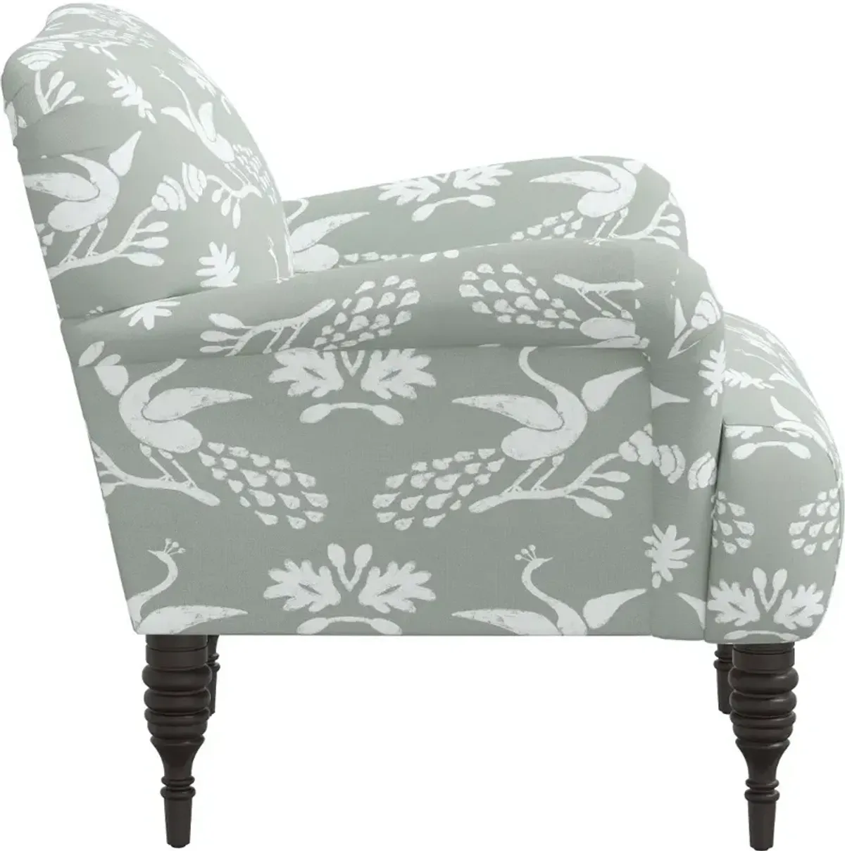 Eliza Gray Peacock Print Accent Chair - Skyline Furniture