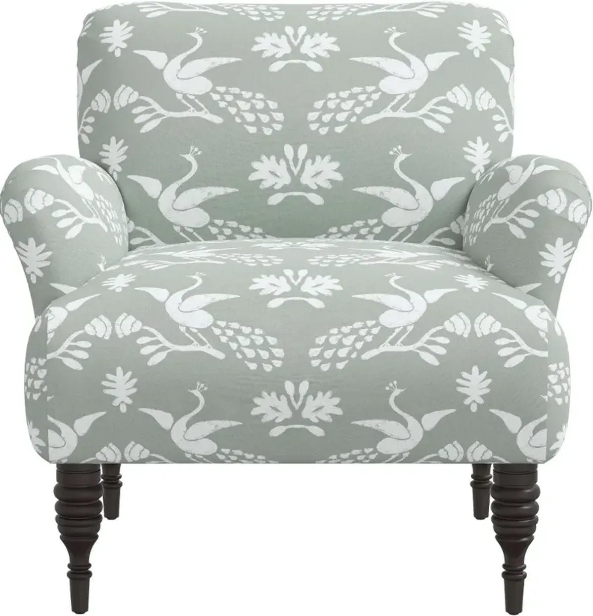 Eliza Gray Peacock Print Accent Chair - Skyline Furniture