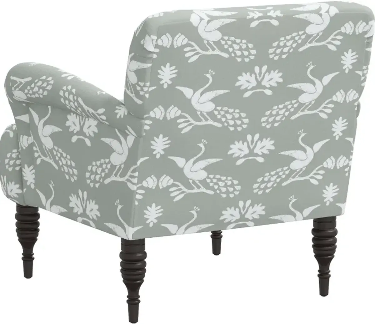 Eliza Gray Peacock Print Accent Chair - Skyline Furniture