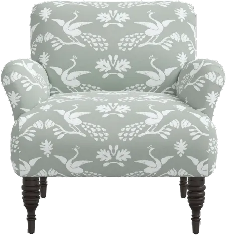 Eliza Gray Peacock Print Accent Chair - Skyline Furniture
