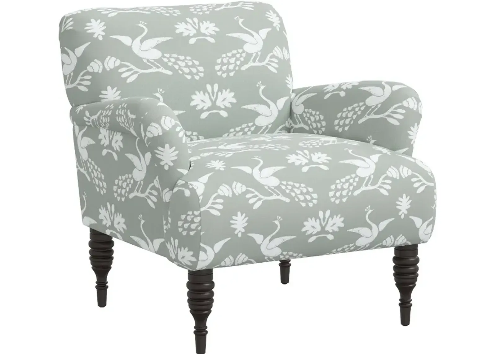 Eliza Gray Peacock Print Accent Chair - Skyline Furniture