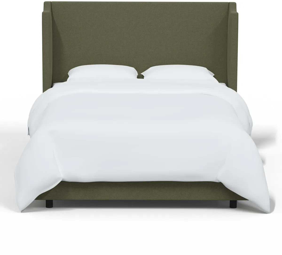 Hattie Army Green Notched Wingback King Bed - Skyline Furniture