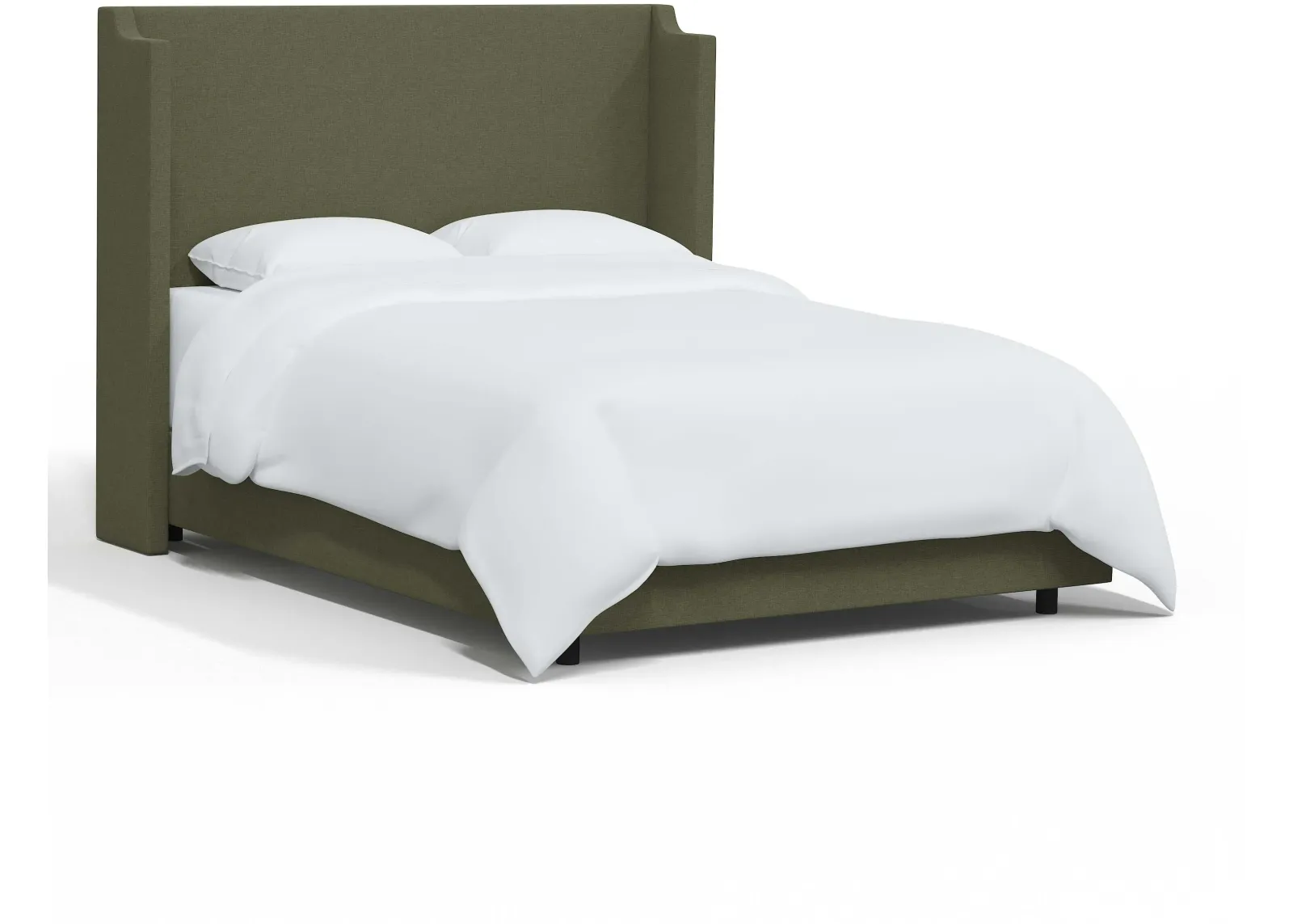 Hattie Army Green Notched Wingback King Bed - Skyline Furniture