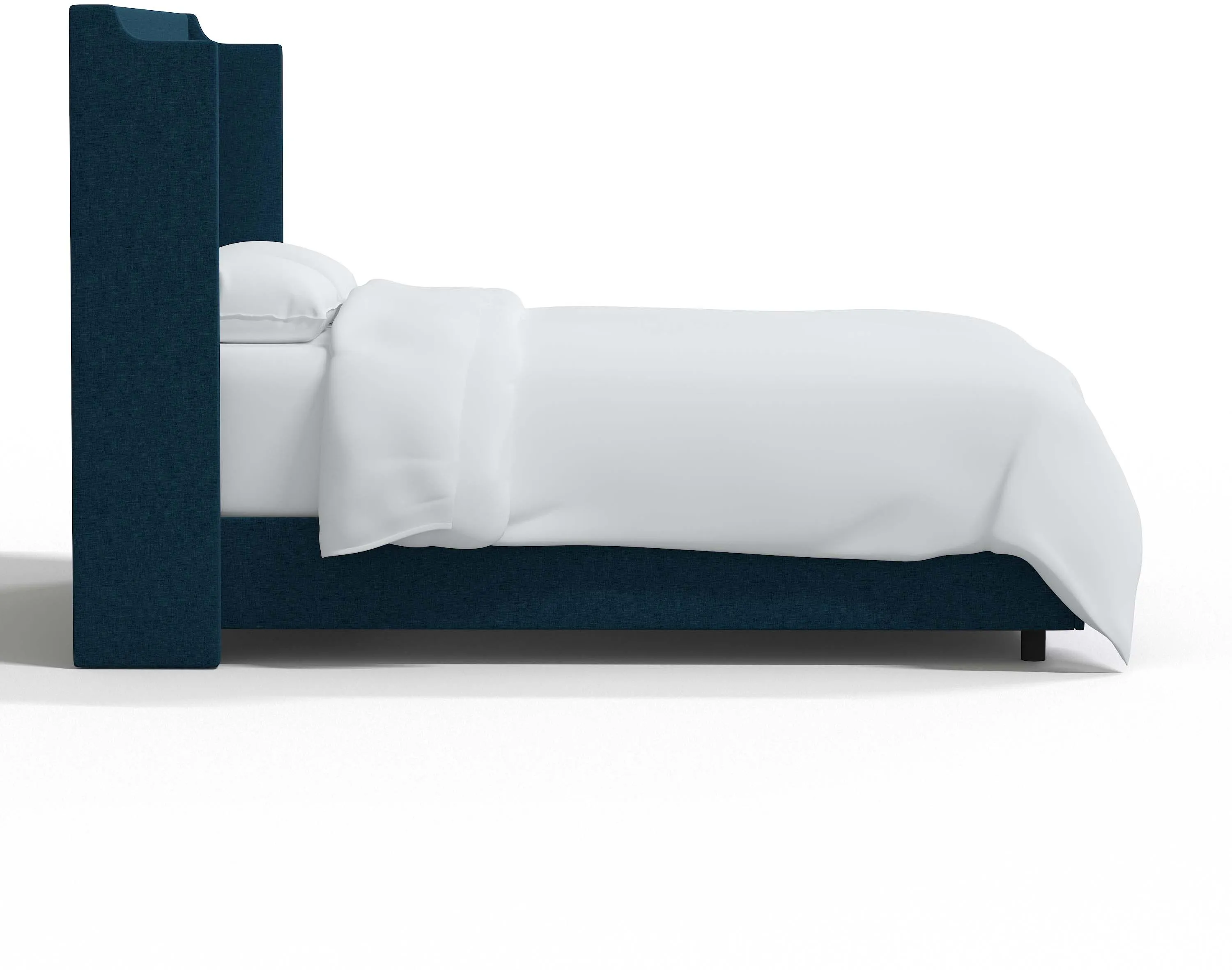 Hattie Navy Notched Wingback Full Bed - Skyline Furniture