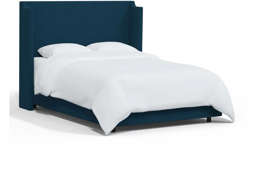 Hattie Navy Notched Wingback Full Bed - Skyline Furniture