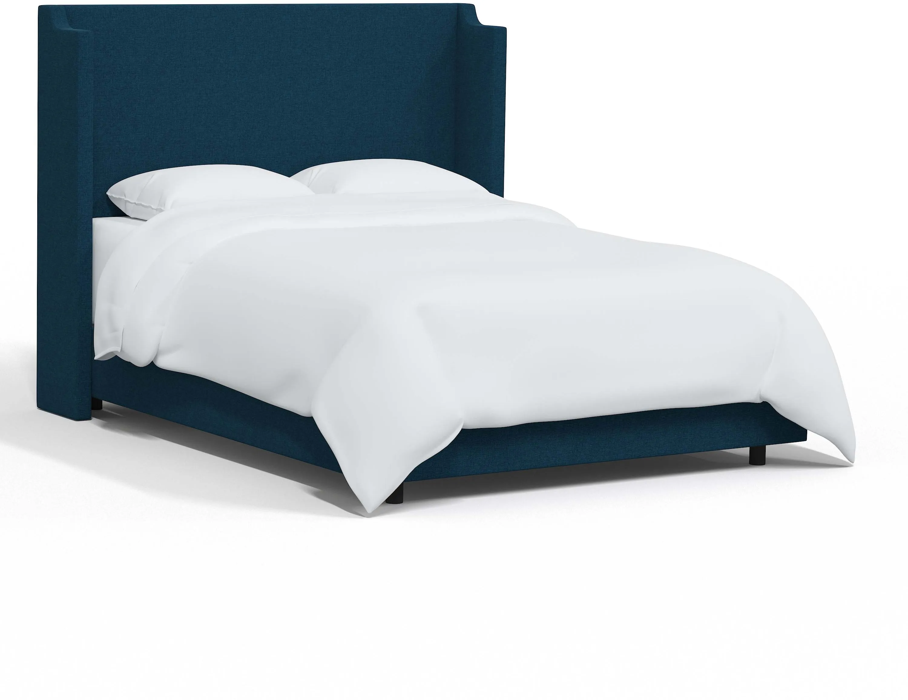 Hattie Navy Notched Wingback Full Bed - Skyline Furniture