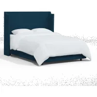 Hattie Navy Notched Wingback California King Bed - Skyline Furniture