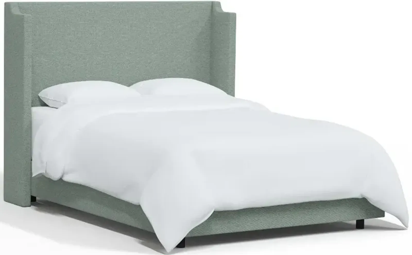 Hattie Seafoam Green Notched Wingback Twin Bed - Skyline Furniture