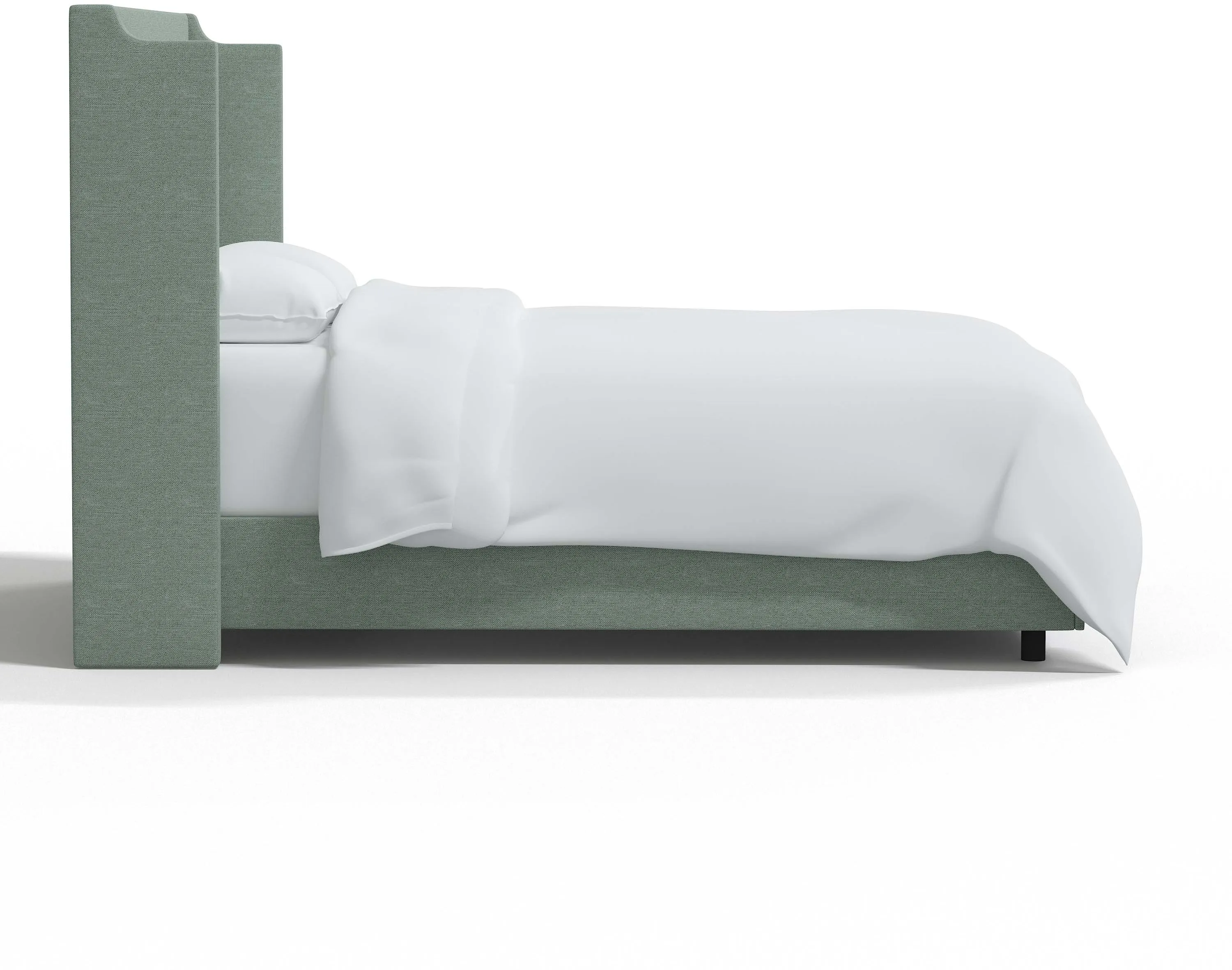 Hattie Seafoam Green Notched Wingback Full Bed - Skyline Furniture