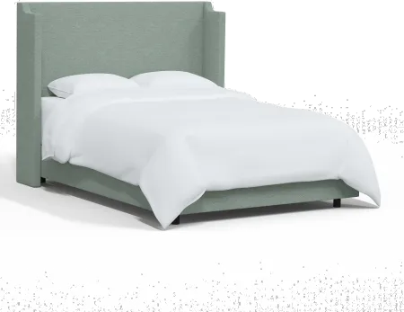 Hattie Seafoam Green Notched Wingback Full Bed - Skyline Furniture