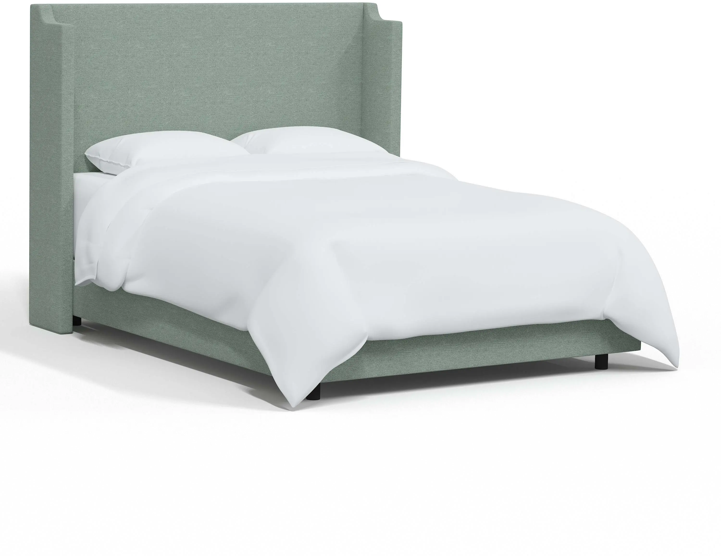 Hattie Seafoam Green Notched Wingback Full Bed - Skyline Furniture